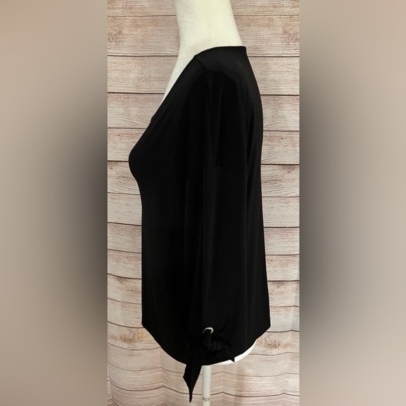 Chico’s blouse size 1 /8 black with tie sleeves. - Picture 2 of 6